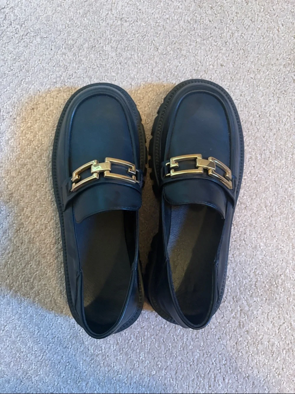 Black Leather Men’s Bit Loafers with Gold Hardware - Picture 6 of 6